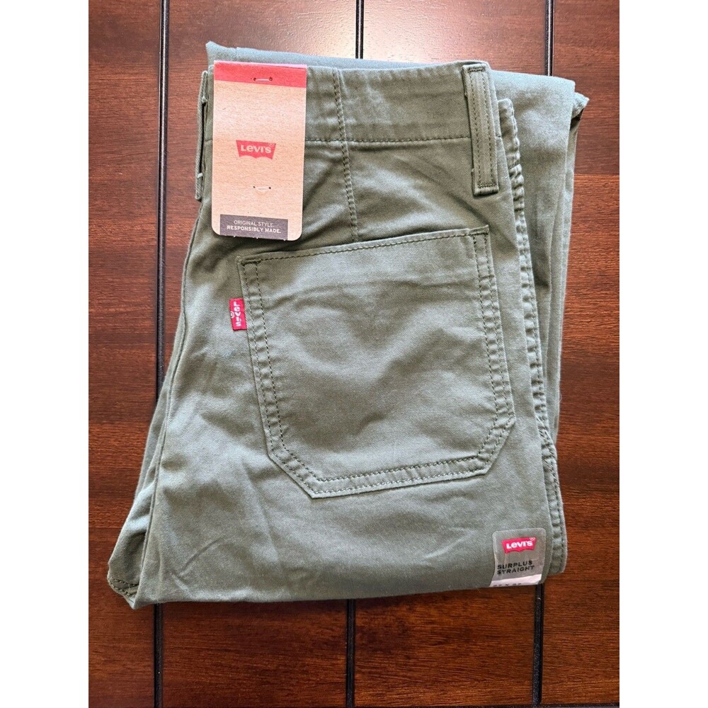 🔥Levi's Jeans Women's 27x27 Green Surplus Straight Leg Utility Baggy Pants NWT